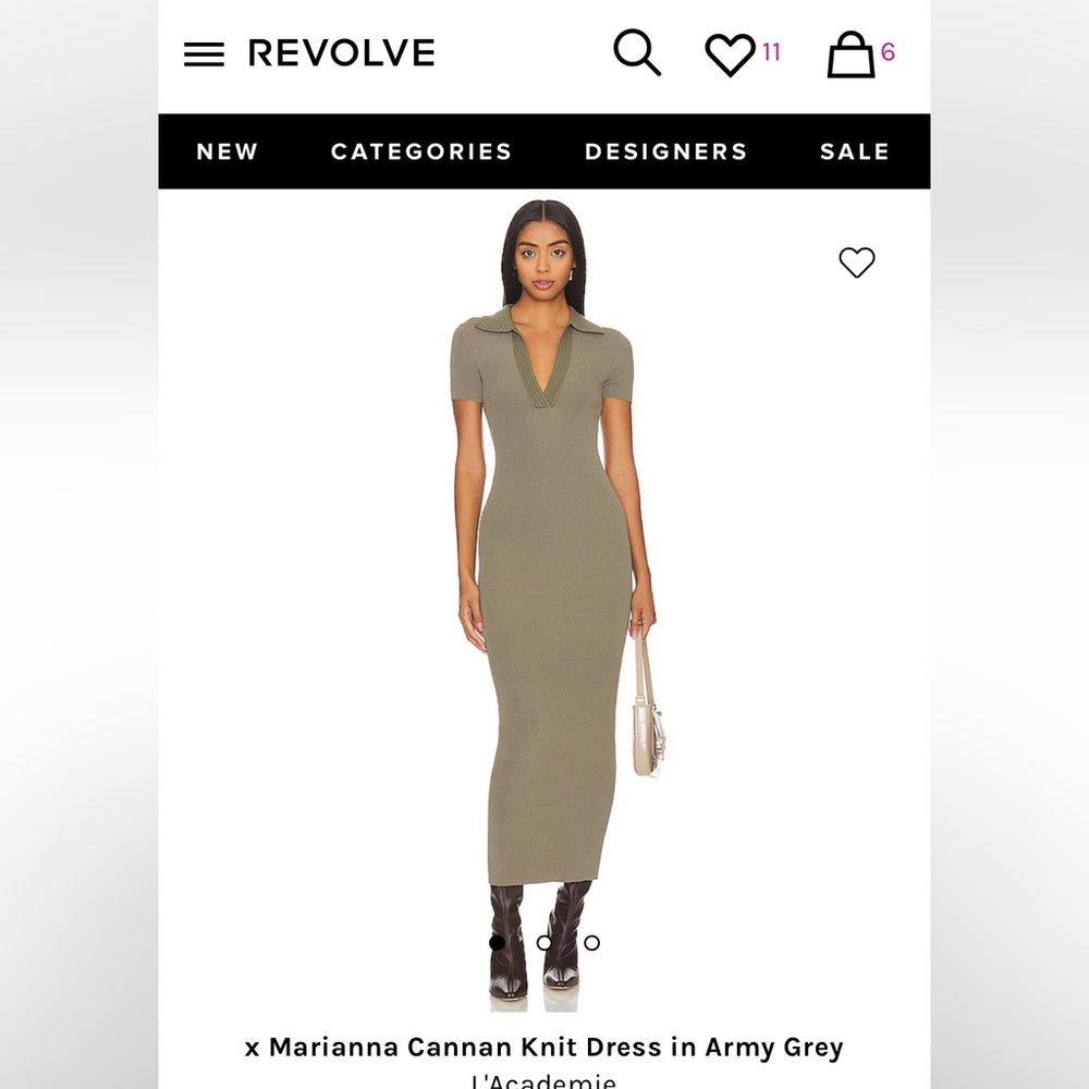 x Marianna Cannan Knit Dress in Army Grey from Revolve